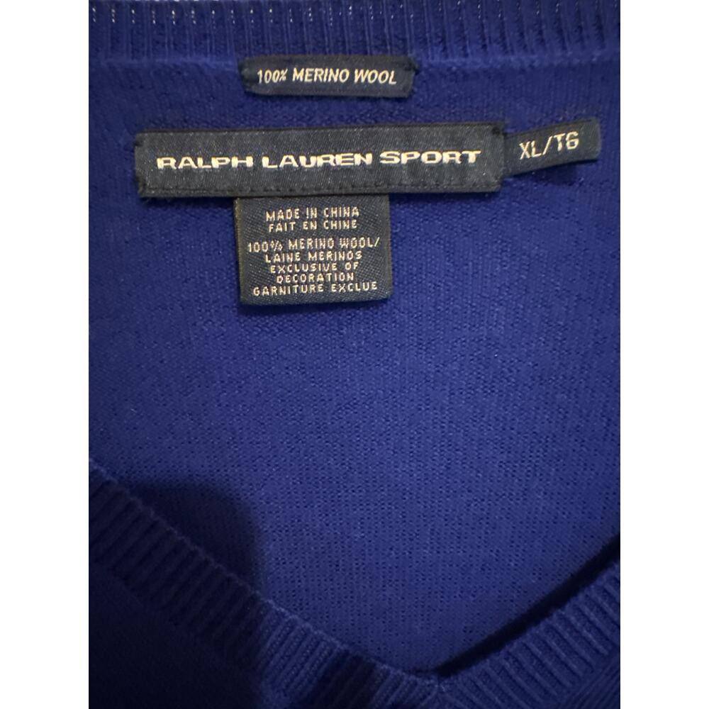 Ralph Lauren Sport Women's Size XL Blue Merino Wool Sweater Long Sleeve Preppy - Picture 3 of 8